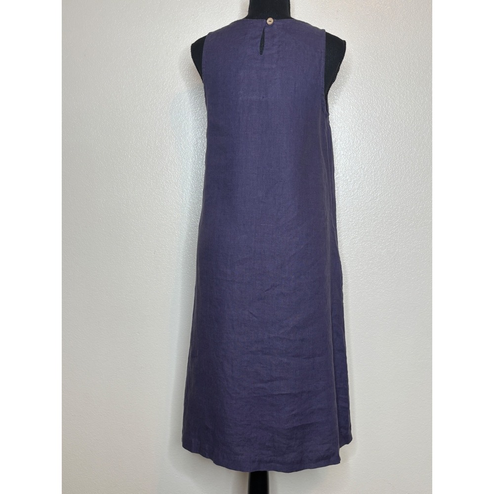 Not Perfect Linen Sleeveless Lagenlook Midi Shift Dress with Pockets S - Picture 3 of 7
